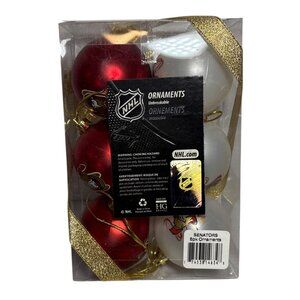 NHL Ottawa Senators 6pk Unbreakable Christmas Tree Ornaments Red & White Hockey